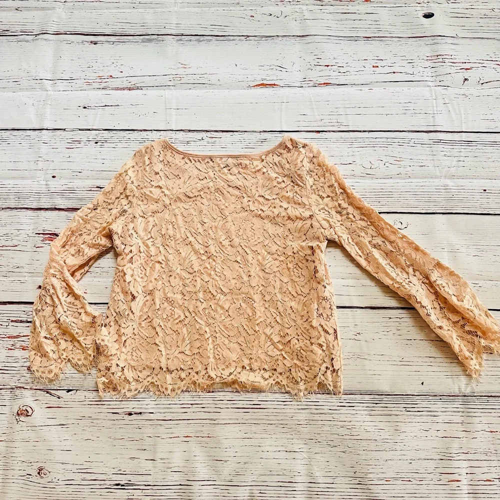 Blush Pink Lace Blouse with 3/4 Sleeves